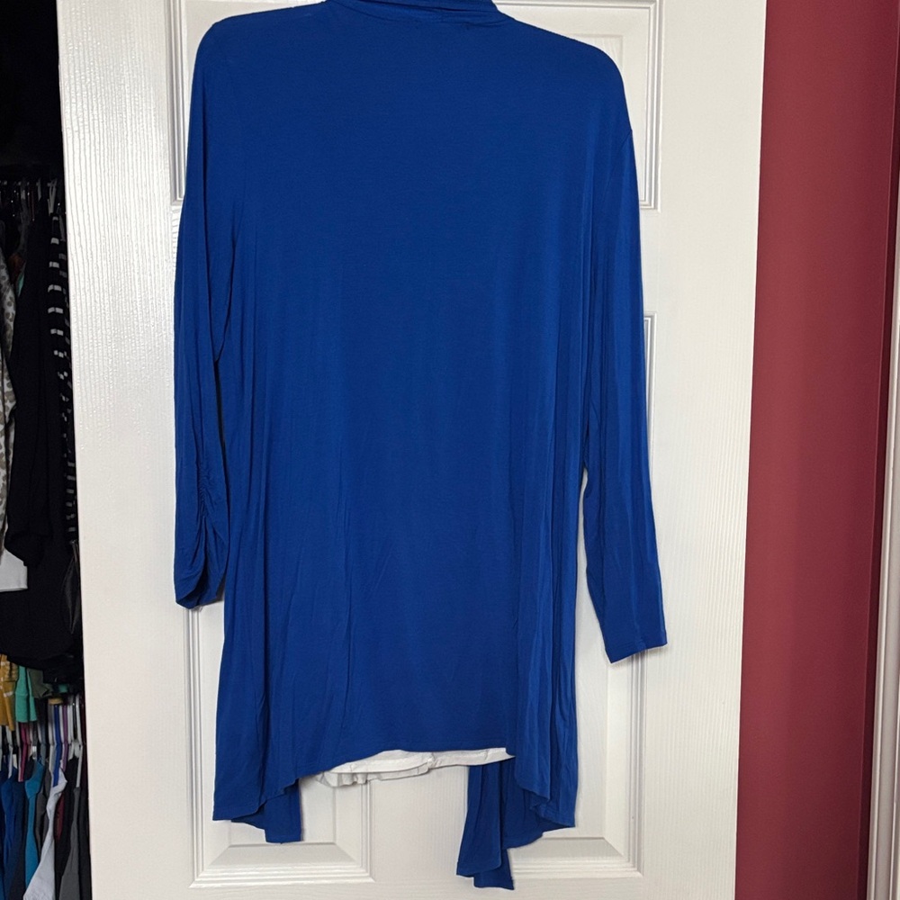 AB Studio Vibrant Blue Apparel mock cardigan and shirt size xl beading on neck - Picture 6 of 8